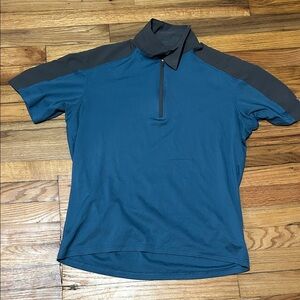 Mountain Hardwear Teal and Charcoal Polo Shirt